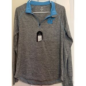 Colosseum UNC North Carolina Tar Heels Grey Space Dye Quarter Zip‎ Pullover LG